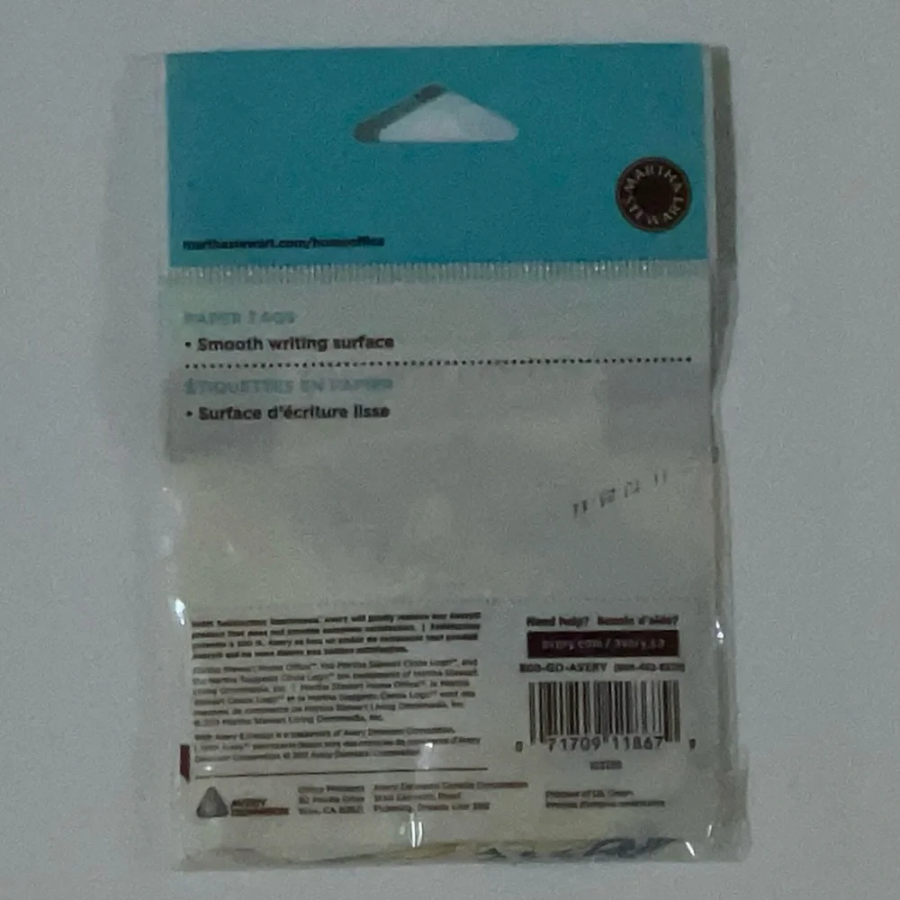 Set of 3 Martha Stewart Home Office Avery Yellow, White, Gray Paper Tags